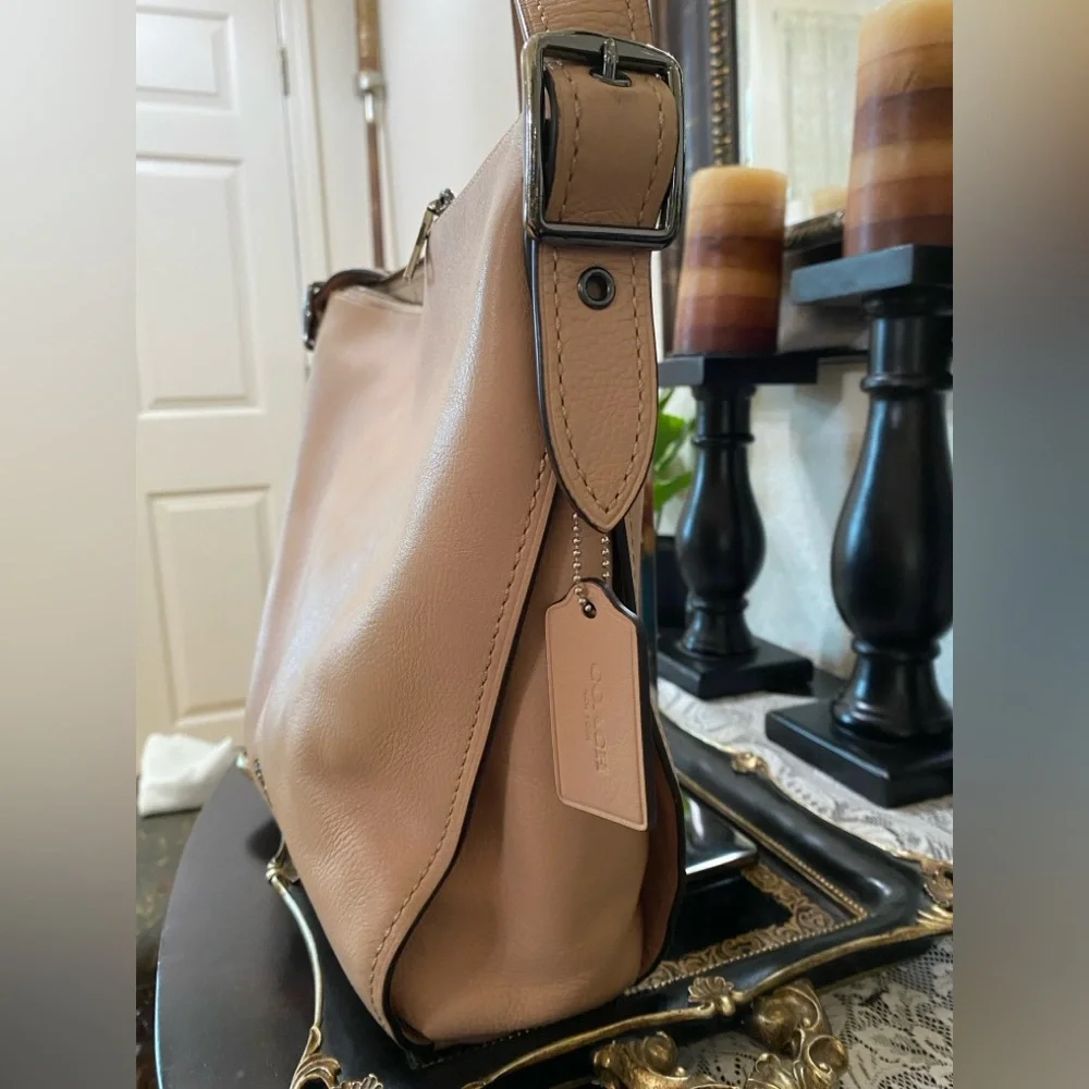 Coach Tan Natural Calf Leather Dufflette Crossbody bag,Nickel Tone Hardware,LRG